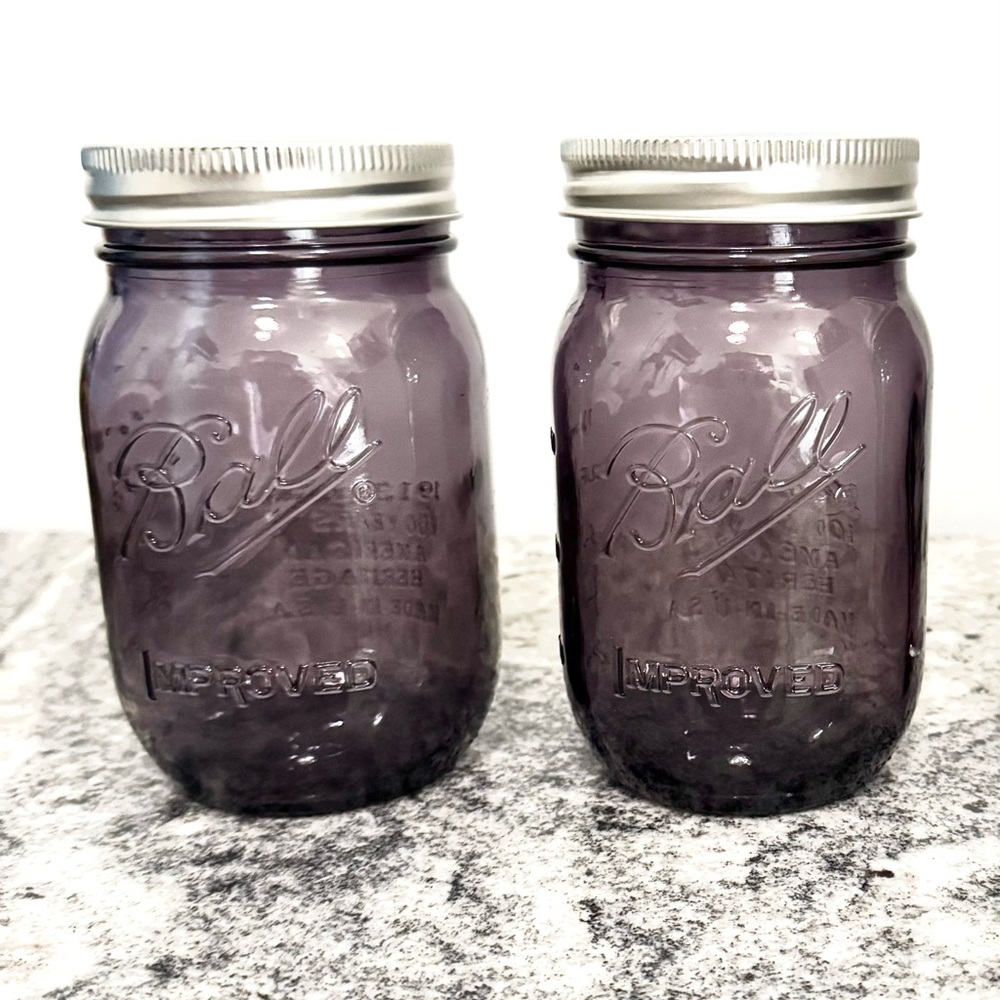 Purple Violet Mason Jars Set of 2